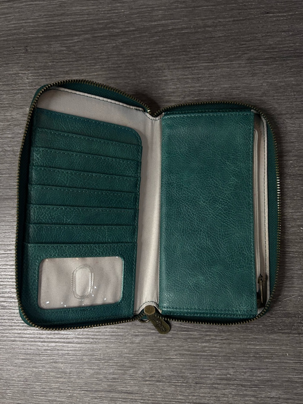 Teal Zip-Around Men's Wallet Organizer